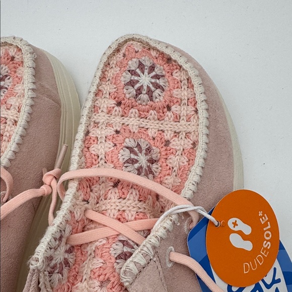 Hey Dude Limited Edition Pale Pink Suede Crochet Shoes - Picture 5 of 6
